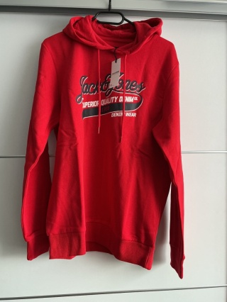 Jack & Jones – czerwona bluza z kapturem, rozmiar M